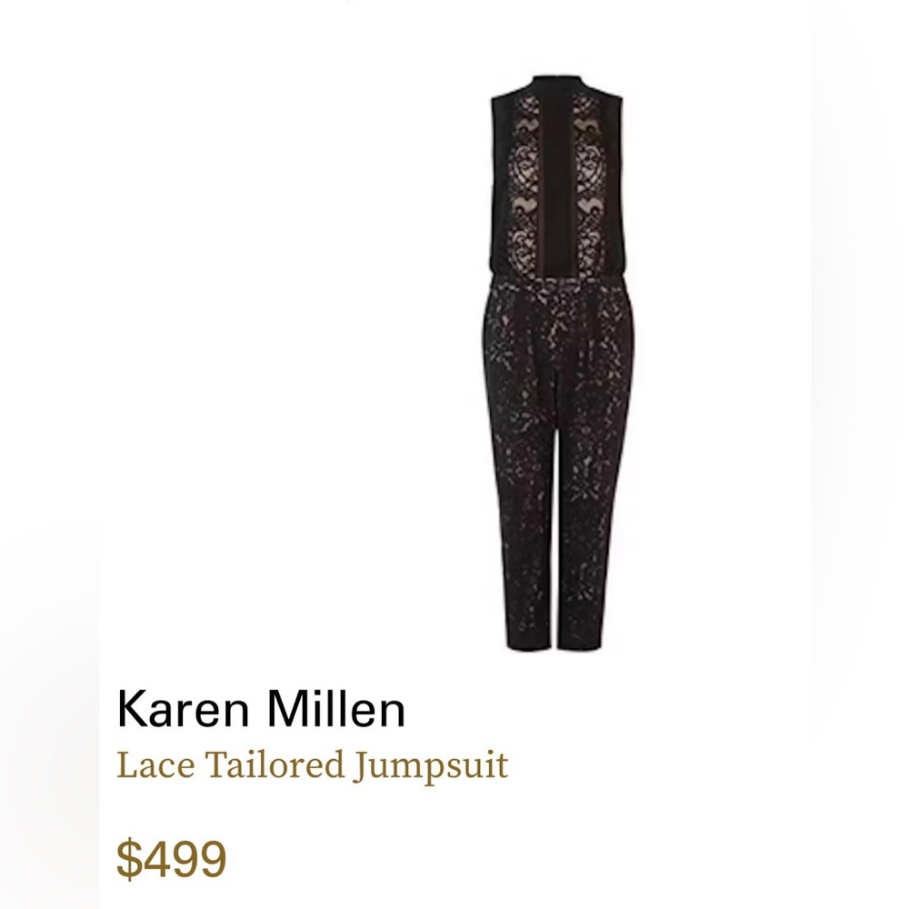 NWOT Karen Millen Size 2 One-Piece Sleeveless Lace & Silk Jumpsuit
